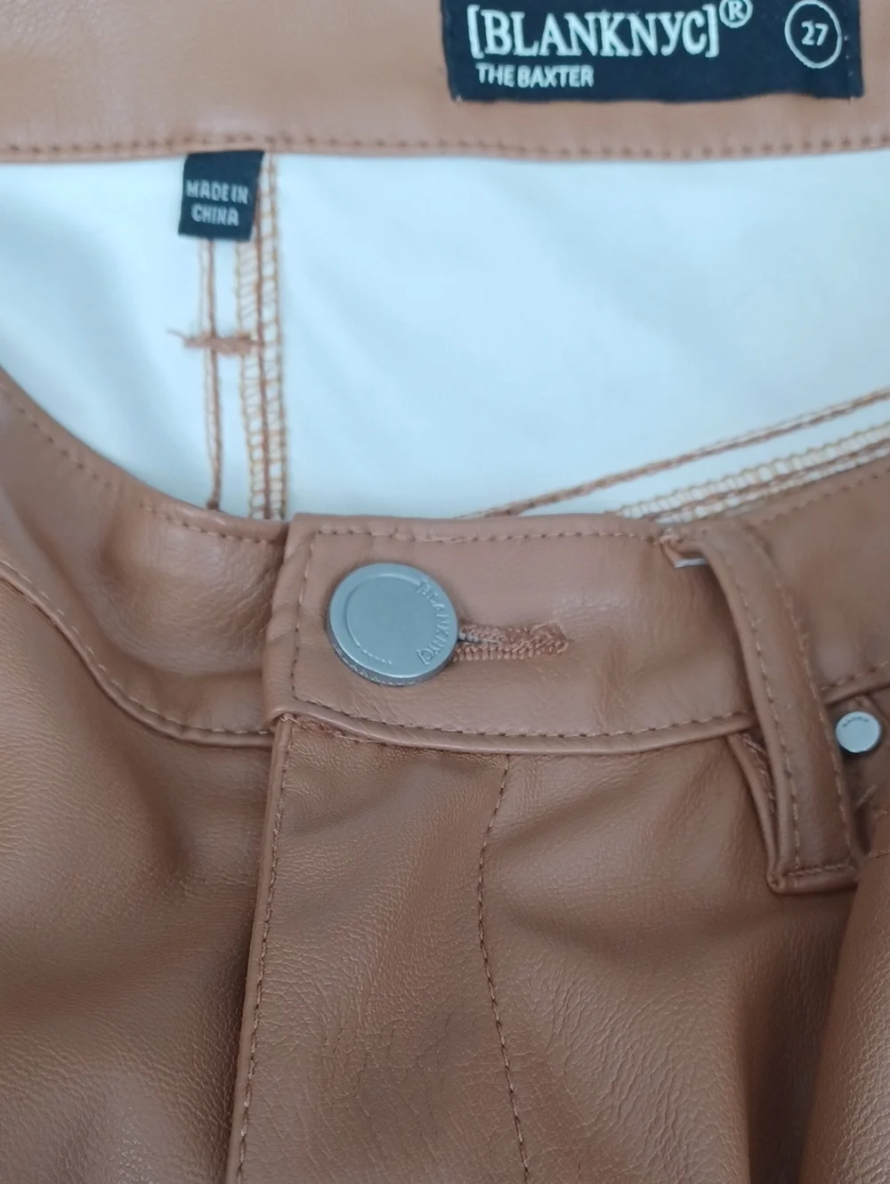 Blanknyc The Baxter Vegan Leather Jeans.Camel Color. Sz. 27. High Rise. EUC! - Picture 4 of 11